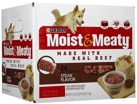 Purina Moist and Meaty STF9 Steak Flavor Soft Dog Food Pouches - 36 ct ...