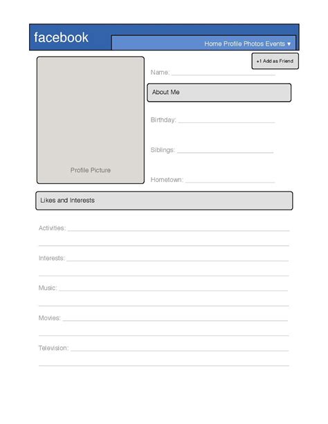 Facebook Profile Template - Printable Word Searches