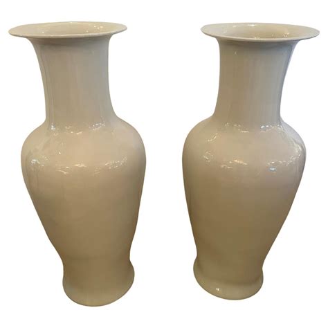 Enormous Pair of Blanc de Chine Asian Floor Vases with Striking Scale ...