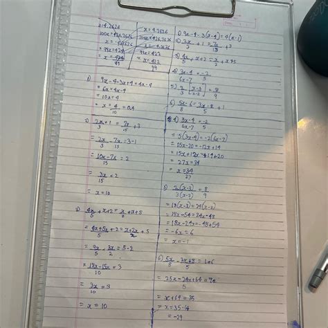 1) 9x-4-3(x-4)=4(x-1)2) 2x/3+1=7x/15+33) 4x/5+x+2=x/2+x+54) 3x-4/6x-7 ...