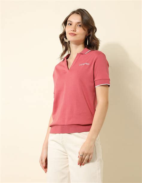 Buy Women Boxy Fit Solid Polo Shirt Pink|U.S. Polo Assn. India