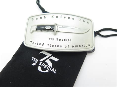 Buck 119 Special 75th Anniversary Commemorative Pewter Belt Buckle ...