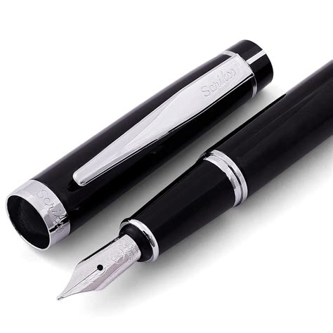 Scrikss Honour 38 Glossy Black Fountain Ink Pen With Medium Size Nib ...