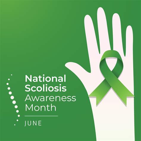 National Scoliosis Awareness Month design template. green ribbon design ...