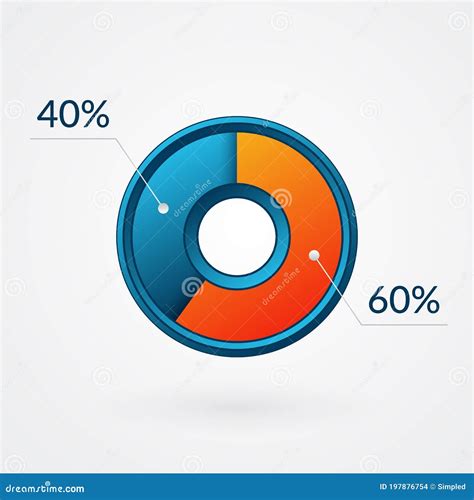 60 40 Percent Isolated Pie Chart. Percentage Vector, Infographic Blue ...