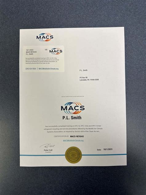 EPA 609 Certification Tests & Training Materials with MACS