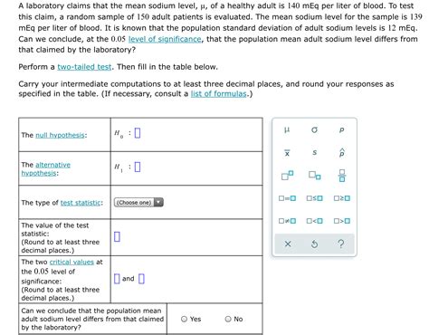 Answered: A laboratory claims that the mean sodium level, u, of a ...