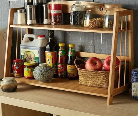 Peelorange 2-Tier Wooden, Free Standing Spice Rack, Multifunction ...