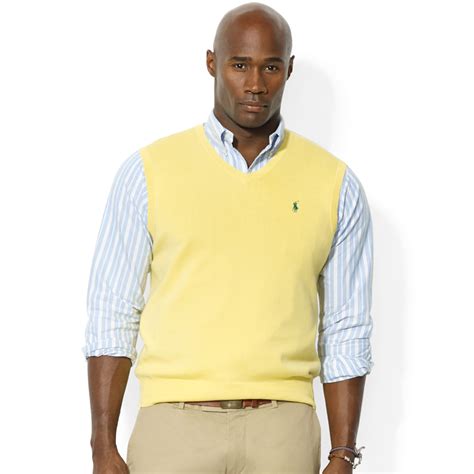 Lyst - Ralph Lauren Polo Big and Tall V Neck Pima Cotton Vest in Yellow ...