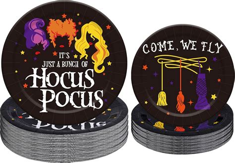 Amazon.com: Whaline 40Pcs Halloween Paper Plates Hocus Pocus Witch ...