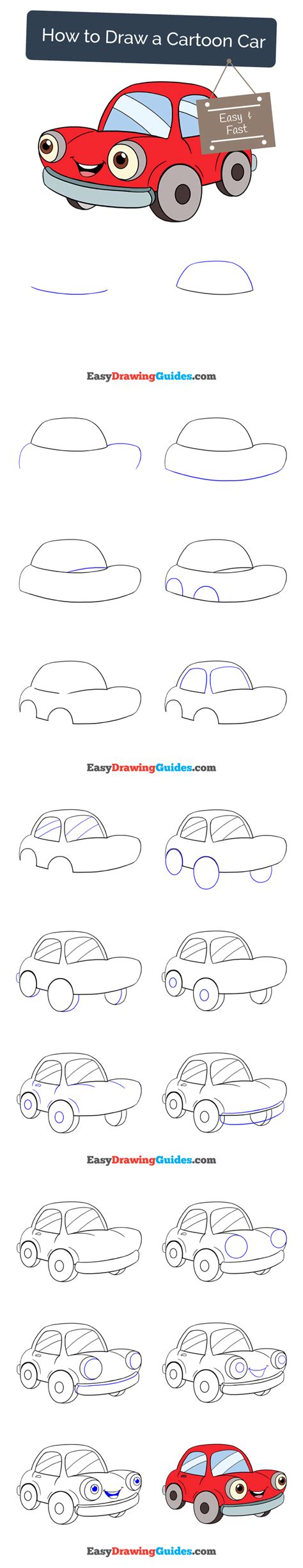Cartoon Cars Step by Step Drawing 的图像结果