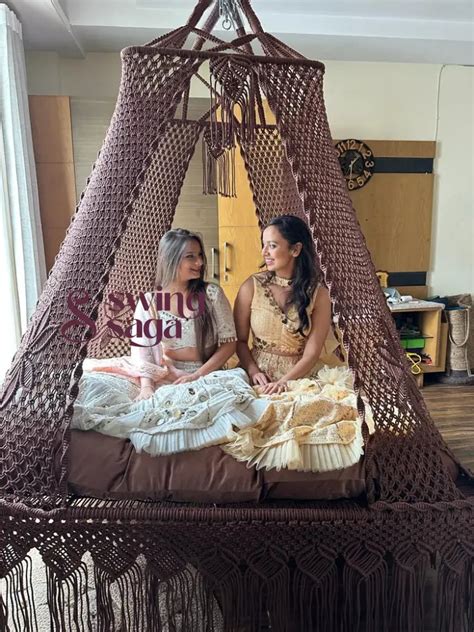 Palace Square Bed Swing in Brown color by swing saga – Swing Saga