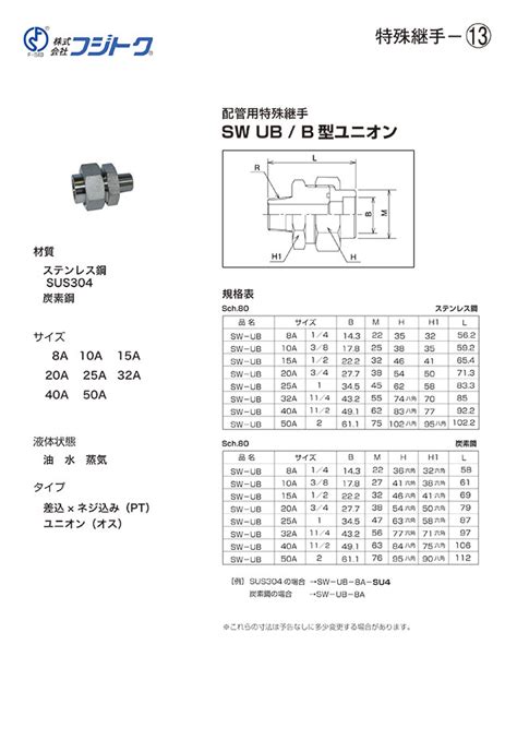 Special Fitting for Piping, SW UB/B Type Union | FUJITOKU | MISUMI India
