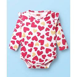 Babyhug 100% Cotton Interlock Knit Full Sleeves Onesie with Heart Print ...