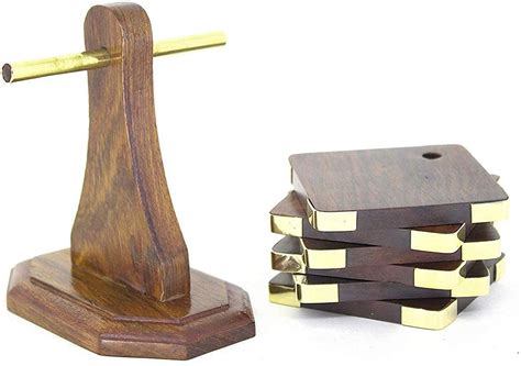 Wooden Stylish Coasters Set of 6 for Tea Cups/Coffee Mugs/Beer Cans/Ba ...