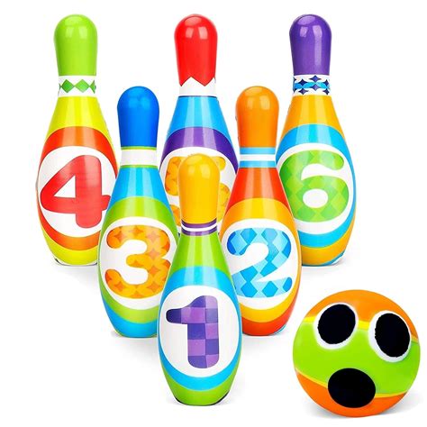 FunFive Kids Bowling Play Set - Cartoon Design EVA Bowling Toy Set with ...