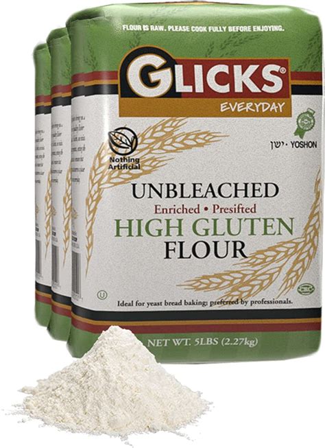 Glicks Unbleached High Gluten Flour, 15 Pounds, Presifted, Enriched ...