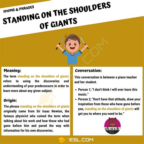 Standing on the Shoulders of Giants Meaning, Origin and Examples • 7ESL