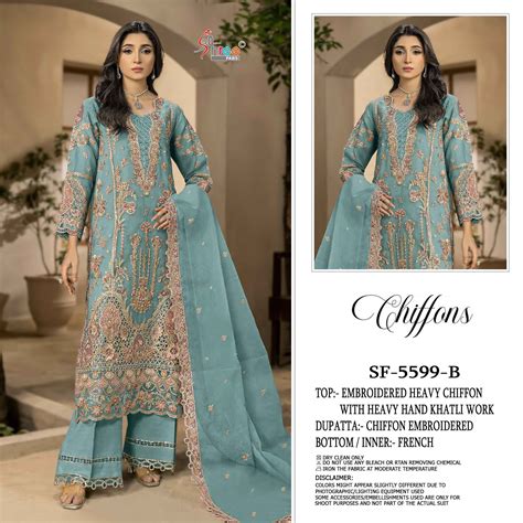 Shree Fabs Sf 5599 Chiffon Dress Material 4 pcs Catalogue