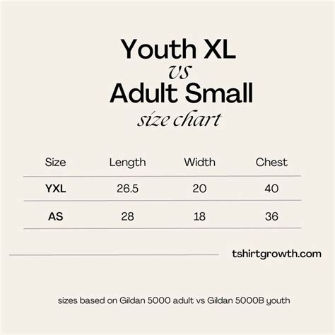 What Size Is Youth Extra Large Equivalent To - Free Printable Download
