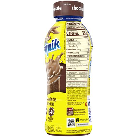 Nesquik Chocolate Milk Nutrition Label | Besto Blog
