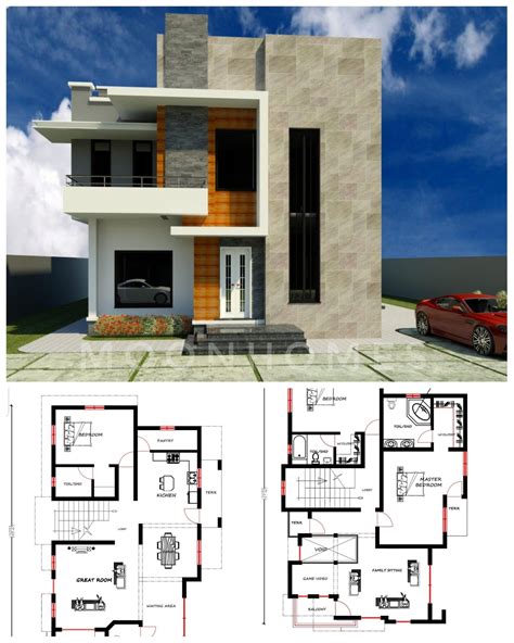 3 bedroom duplex house plan modern home design house floor | Etsy ...