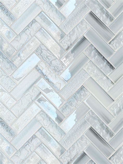 Blue Glass Large Herringbone Mosaic Backsplash Tile - BA5507 ...