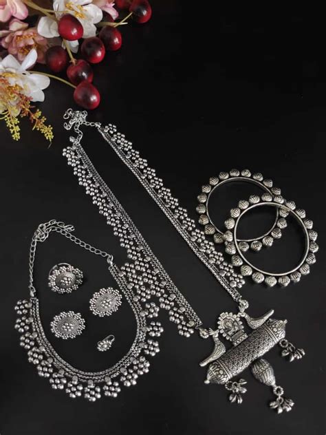 FLORAL SILVER OXIDISED 6-PIECE GIFT SET – Bloom - By Sushmita