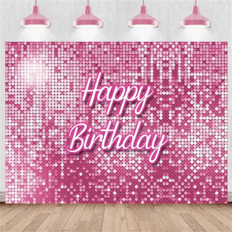 Ayayiya Pink Flash Square Birthday Backdrop Shining Sequins Shimmer ...
