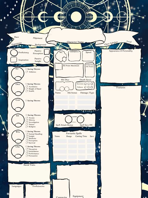 Circle of stars dnd character sheet 5e character sheet druid – Artofit