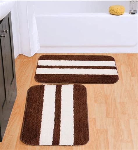 Buy Modern 2 Piece mats with Anti Skid Rubber Backing,Colour Cofee with ...