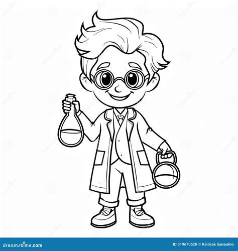 Little Scientist. Coloring Page for Kids Stock Illustration ...