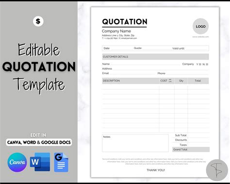 Quotation Template purchase Small Business Quote