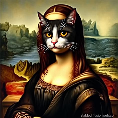 Cat Face Mona Lisa Portrait | Stable Diffusion Online