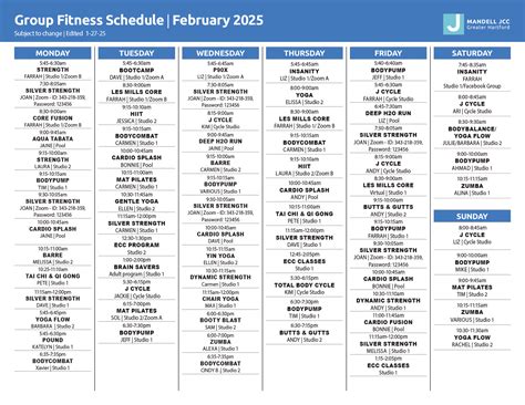 Mandell JCC of Greater Hartford - Class Schedules