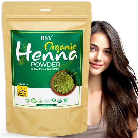 Buy BSY Organic 100% Natural Henna Powder for Hair - 227g (Pack of 1 ...