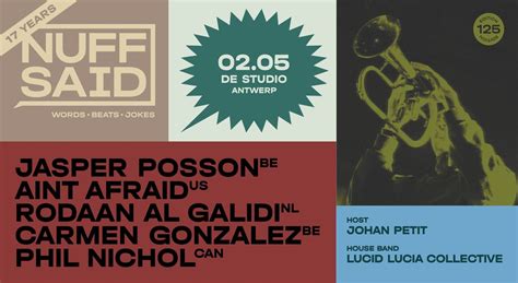 Nuff Said Antwerp | Jasper Posson, Aint Afraid, Rodaan Al Galidi ...