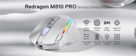 Taipan Pro M810 PRO RGB Wired And Wireless Mouse (White) – Redragon India