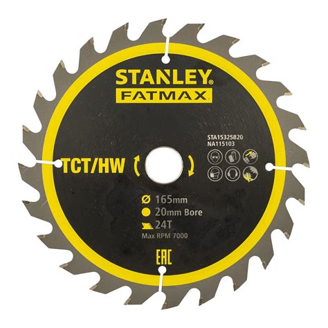 STANLEY STA15325B20 165mm Circular Blade Saw with 20mm Bore Size ...
