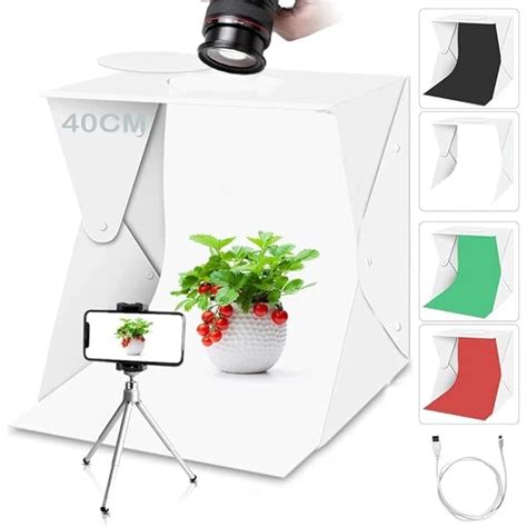 Lightbox 40 40 40cm Photo Ring LED Light Studio Box 4 Color Backgrounds ...