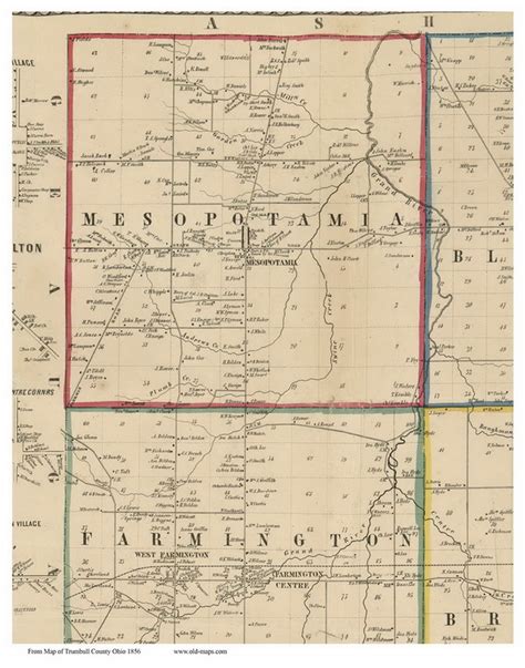 Mesopotamia, Ohio 1856 Old Town Map Custom Print - Trumbull Co. - OLD MAPS