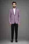 Buy Purple Linen Plain Single Breasted Blazer For Men by Arihant Rai ...