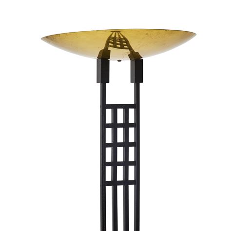 Black and Brass Torchiere Floor Lamp - Gil & Roy Props