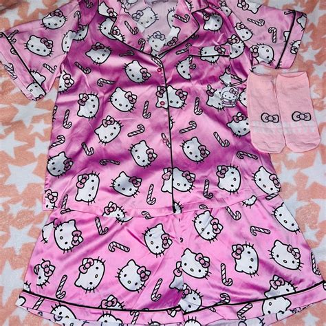 Hello kitty X forever 21 satin pj set with hello kitty socks in 2024 ...