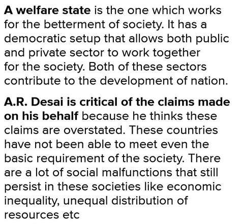 What is a welfare state? Why is A.R. Desai critical of the claims made ...