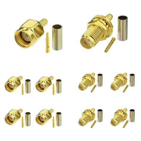3AN Telecom SMA Crimp Connectors Kit SMA Male + SMA Female Crimp Solder ...