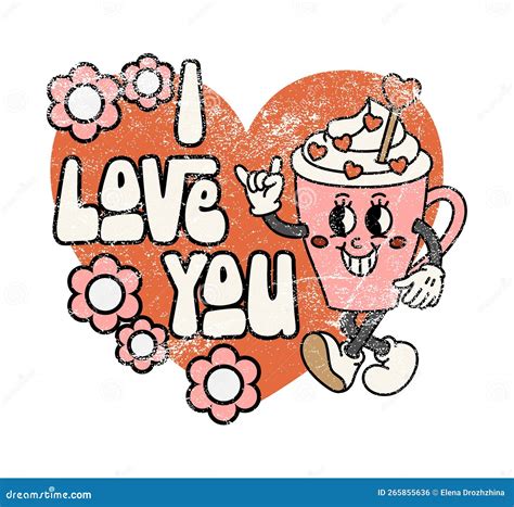 A Cup of Coffee Walking. Quote - I Love You Stock Vector - Illustration ...