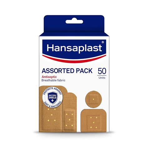 Hansaplast Antiseptic Plasters in Various Shapes & Sizes | Pack of 50 ...