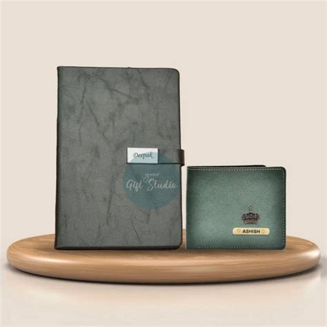 Customized Men's Wallet and Diary Combo - Black | Your Gift Studio