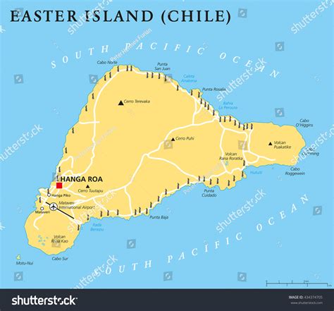 Easter Island Political Map Capital Hanga Stock Vector 434374705 - Shutterstock